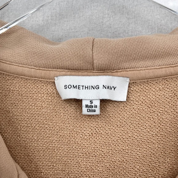 SOMETHING NAVY Hooded Sweatshirt Dress Womens Small Tan Colorblock Long Sleeve - Picture 10 of 15